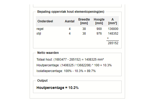 SKELET houtpercentage berekening conform NTA8800